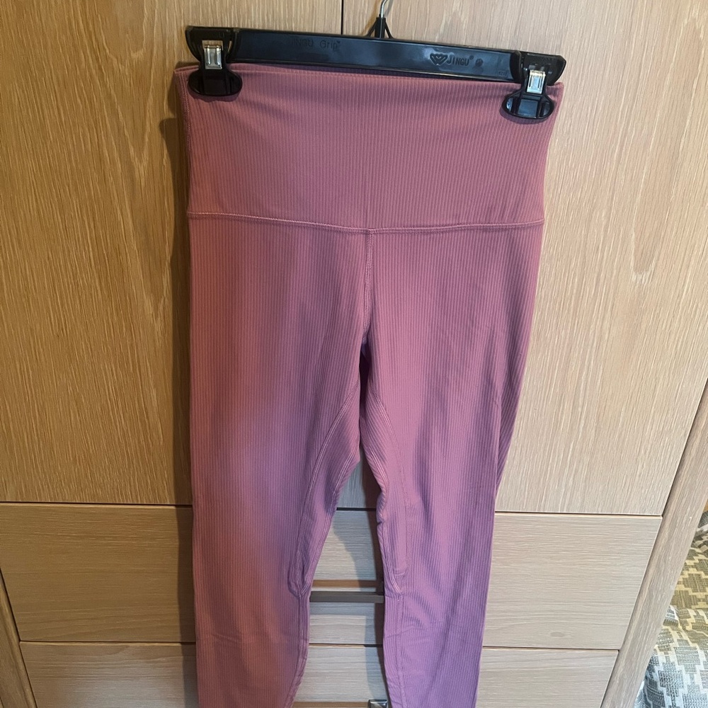 Lululemon High-Waisted Ribbed Pink Leggings